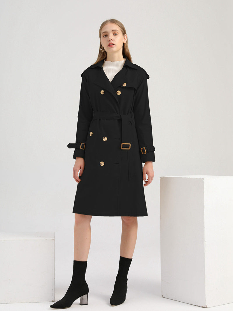 Klassischer Trenchcoat Damen Lang Mit Gürtel – Eleganter Übergangsmantel Frühling Herbst