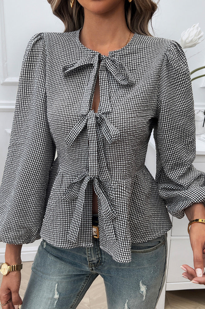 Elegant Bow Ties Accent Blouse