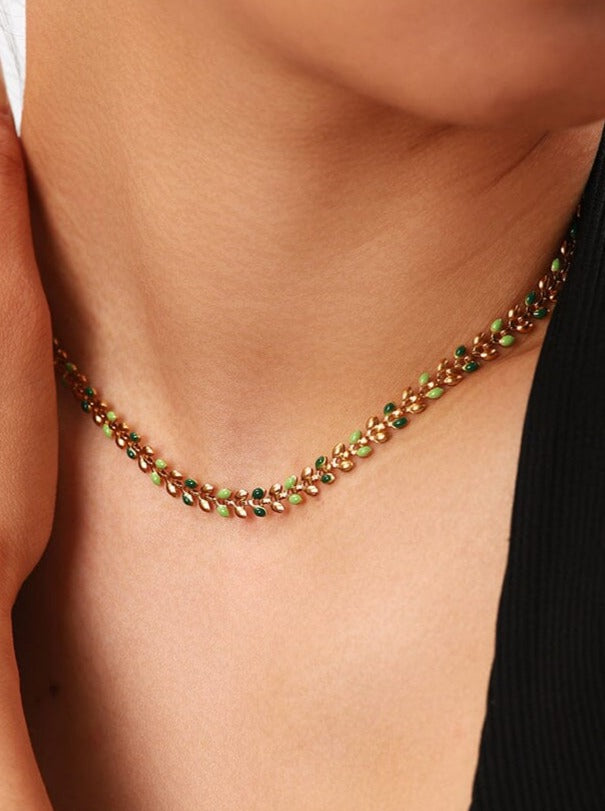 18K Gold Plated Olive Leaf Necklace PinchBox 