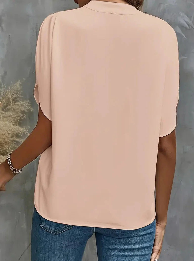 Blusa elegante de escote en V profundo y manga corta 