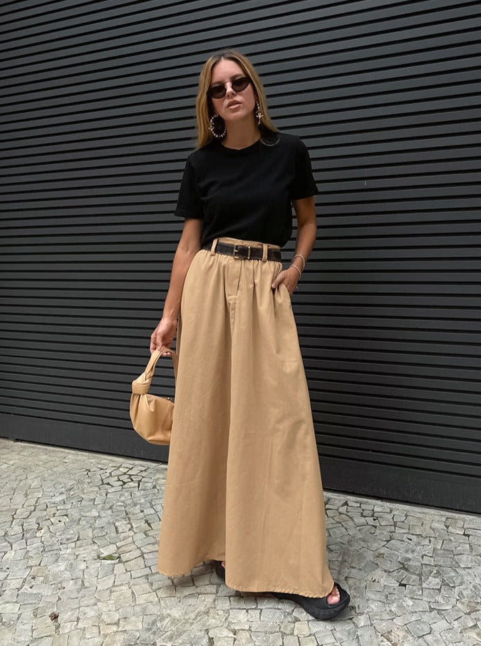 Solid Color Maxi Skirt