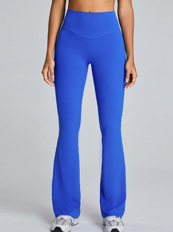 Pantalones de yoga de cintura alta y control de abdomen de color azul 