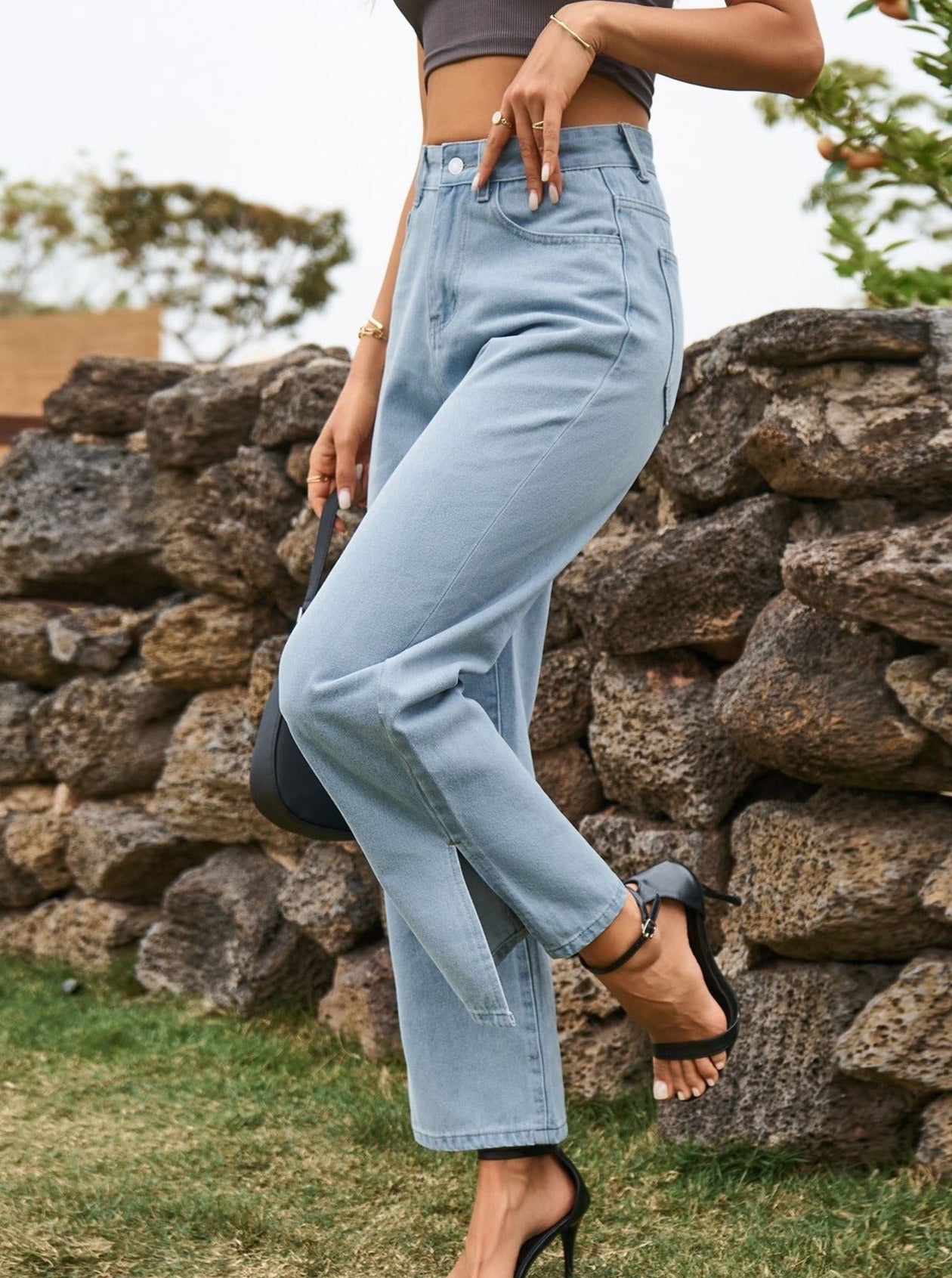 High Waist Casual Denim Pants