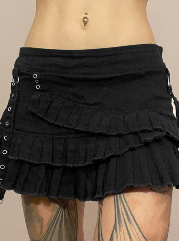 Falda plisada de estilo oscuro para la calle 