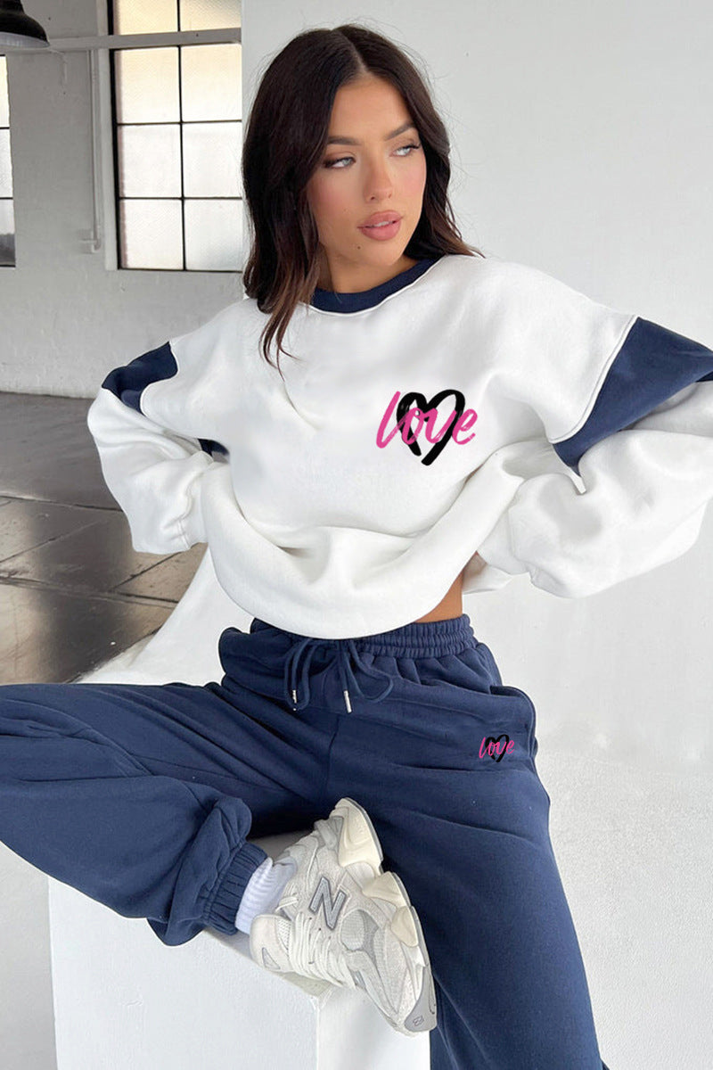 Conjunto de sudadera y joggers con gráfico "Love" para mujer