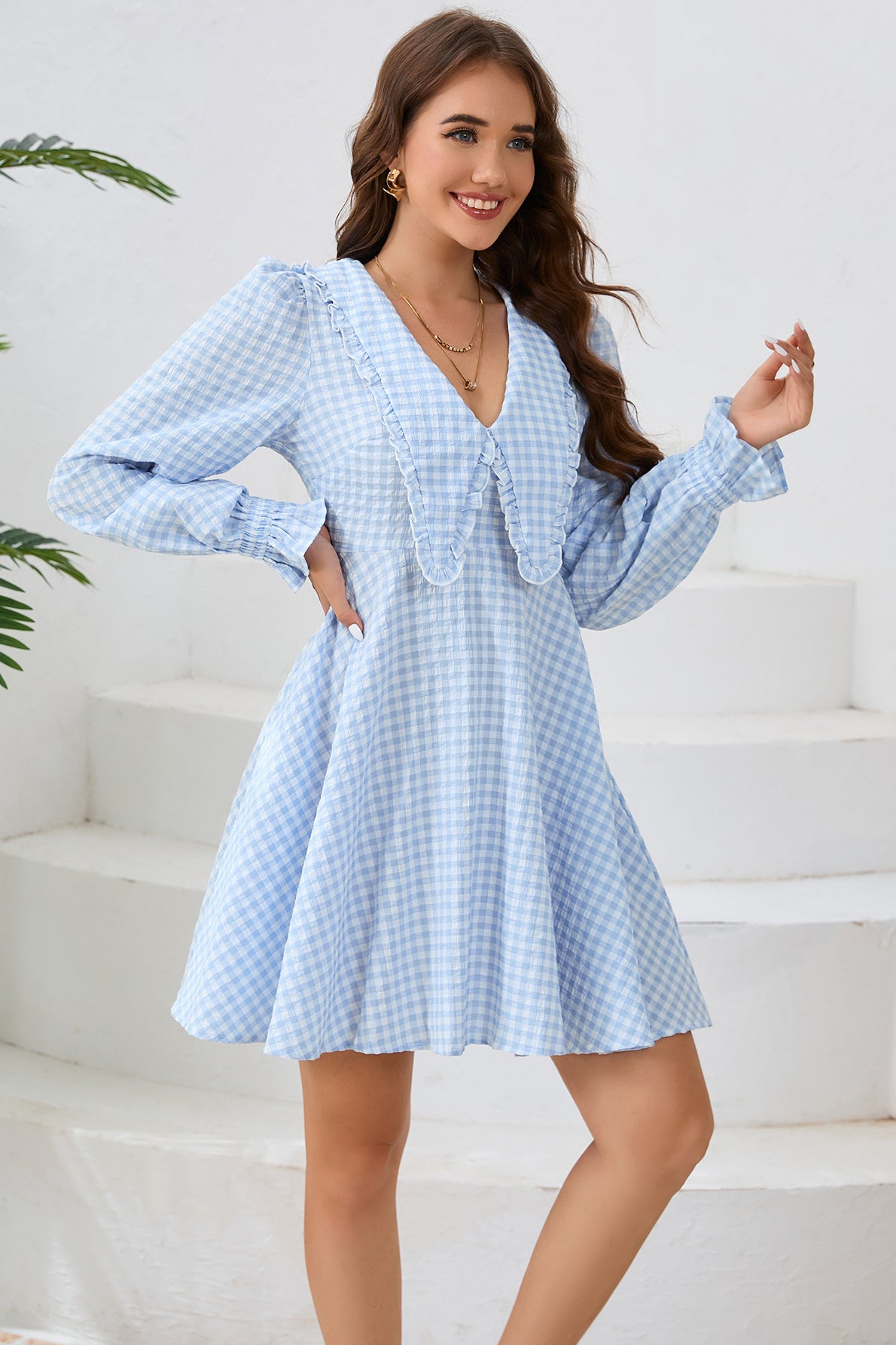 Ruffled Gingham Flounce Dress