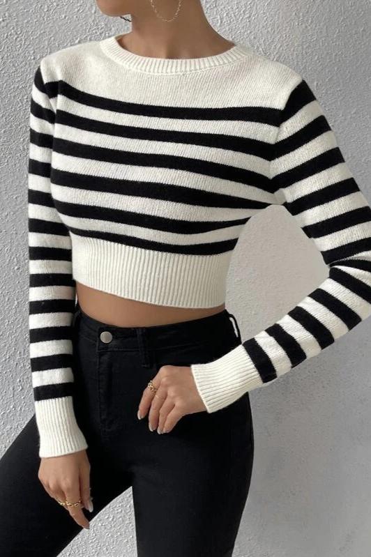 Long Sleeve Stripe Knitted Sweater