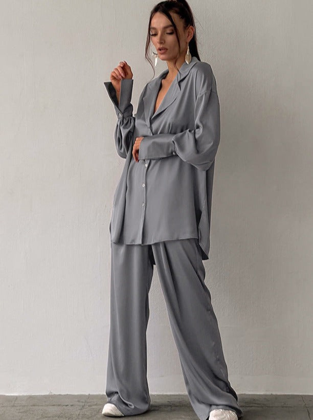 Two Piece Sleepwear Long Sleeve and Loose Pants Pajama Set