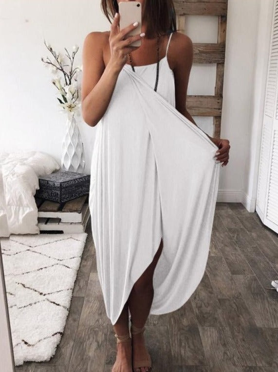 Airy Loose Asymmetrical Sleeveless Maxi Dress