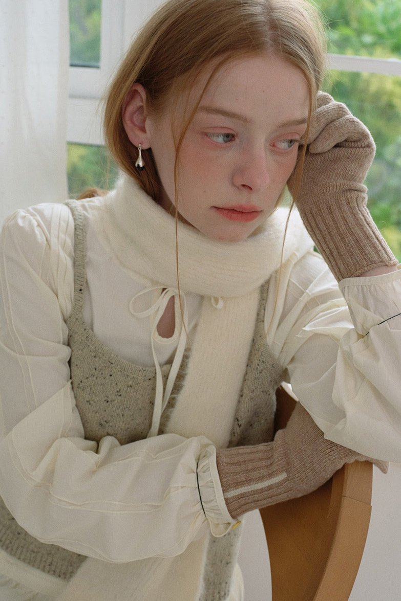 Guantes de invierno elegantes de lana suave y sólida 