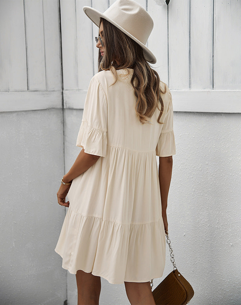 Apricot Layered A-Line Dress