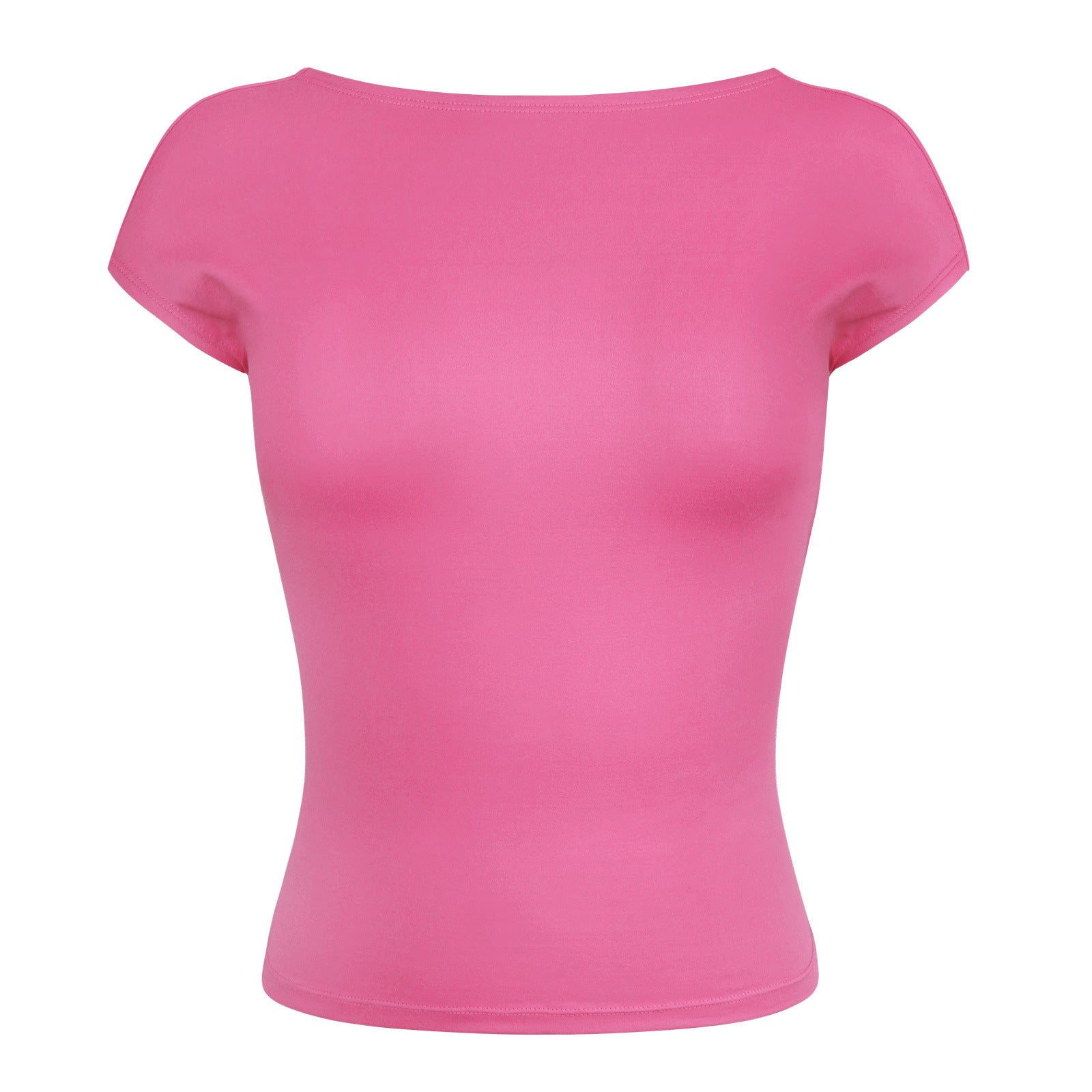 Camisa de manga corta transpirable ajustada sin espalda sexy rosa 