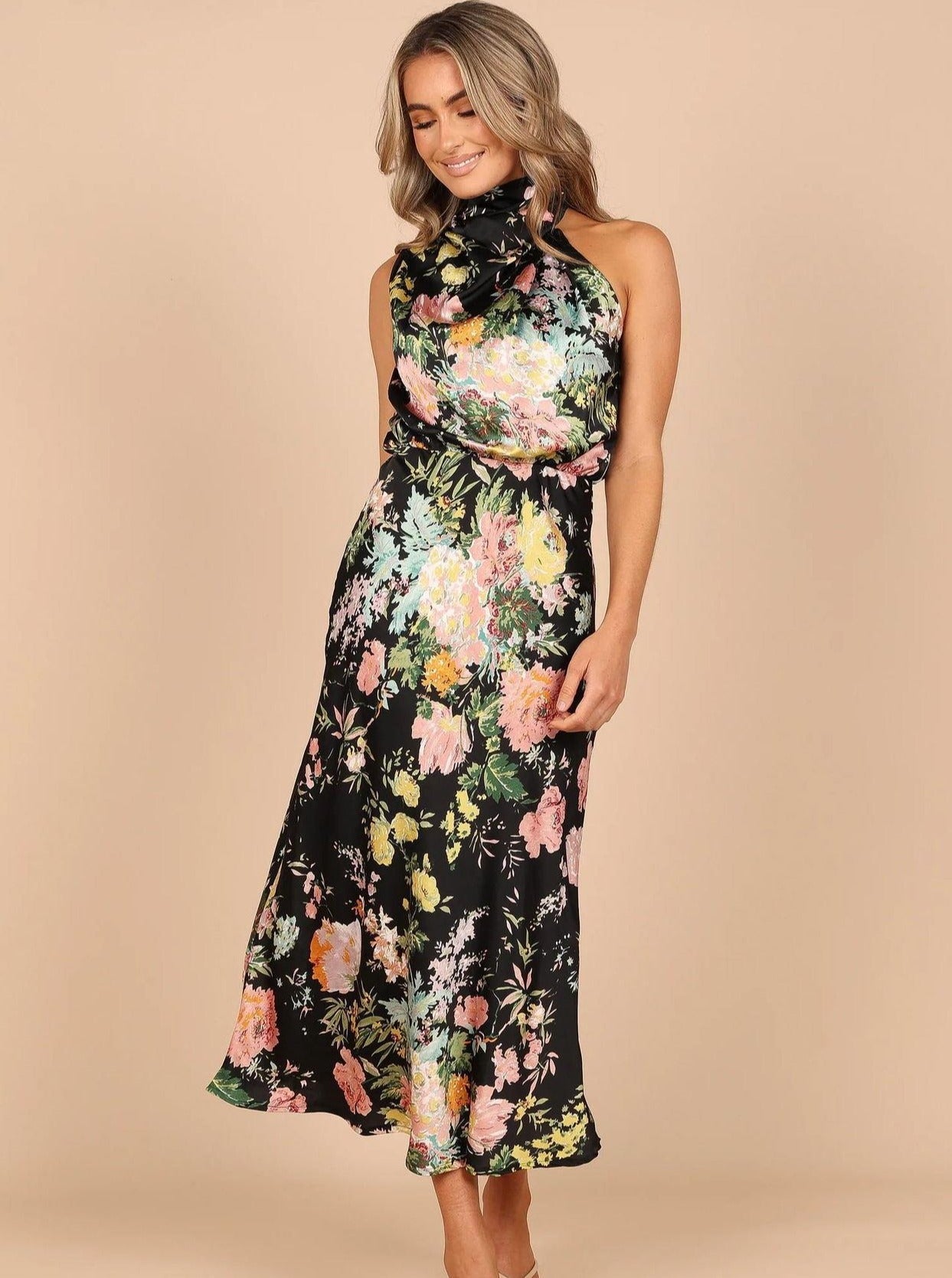 Floral Satin Party Summer Dress