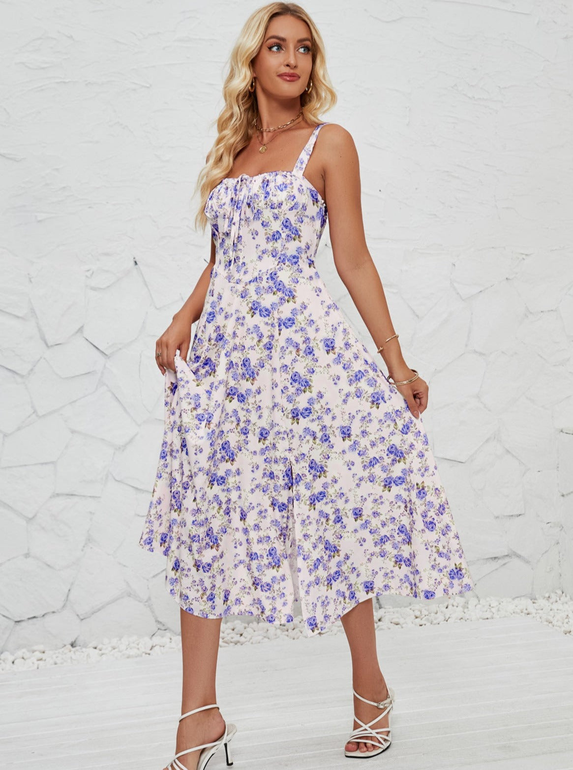 Vestido de sol sin mangas con estampado floral 