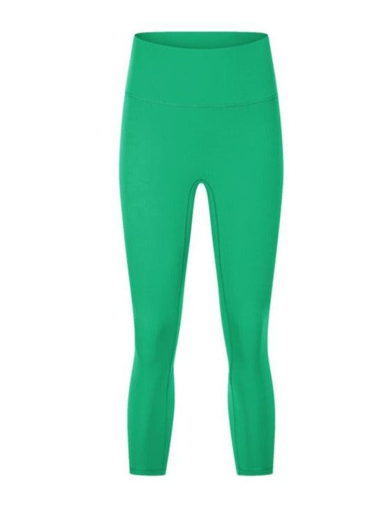 Pantalones de yoga elásticos de cintura alta para ejercicio de color verde