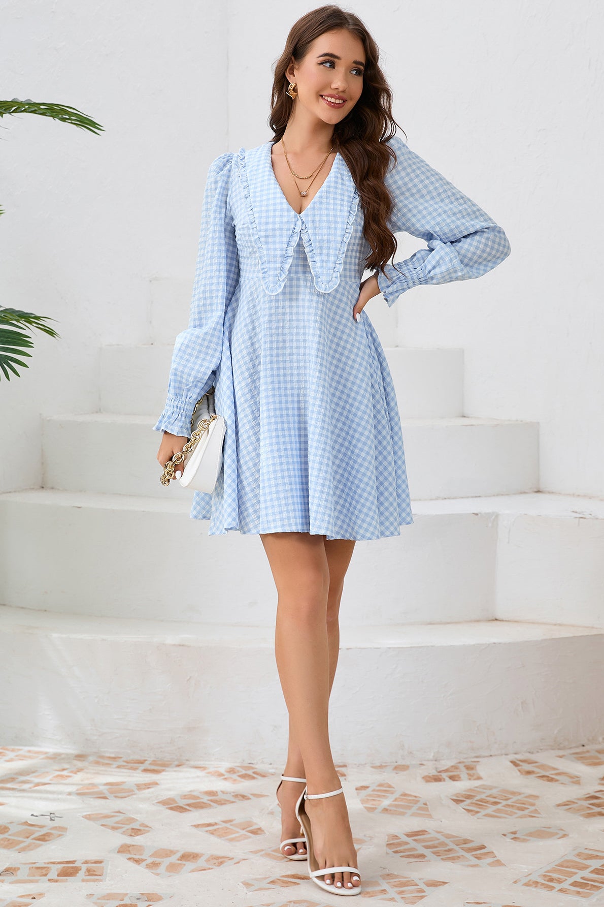 Ruffled Gingham Flounce Dress