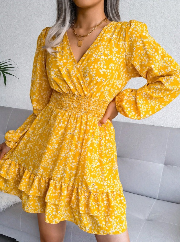 Vestido de manga larga con estampado floral