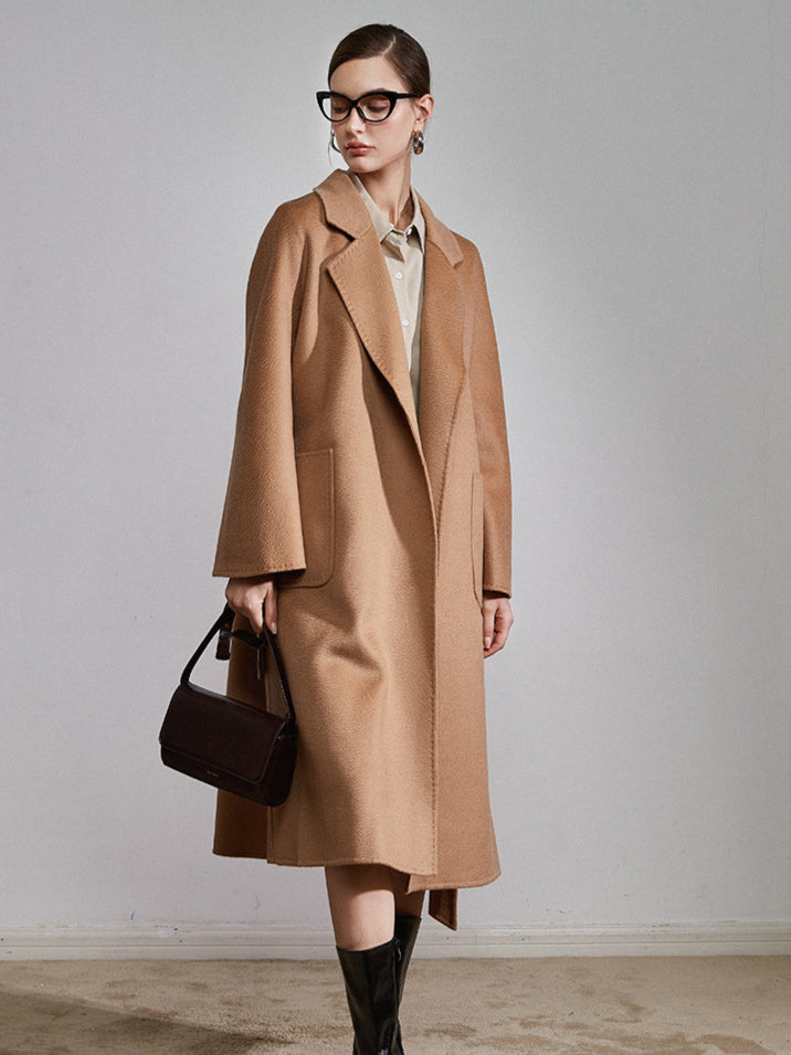 Damen Trenchcoat Mit Gürtel Lang Elegant Klassisch 