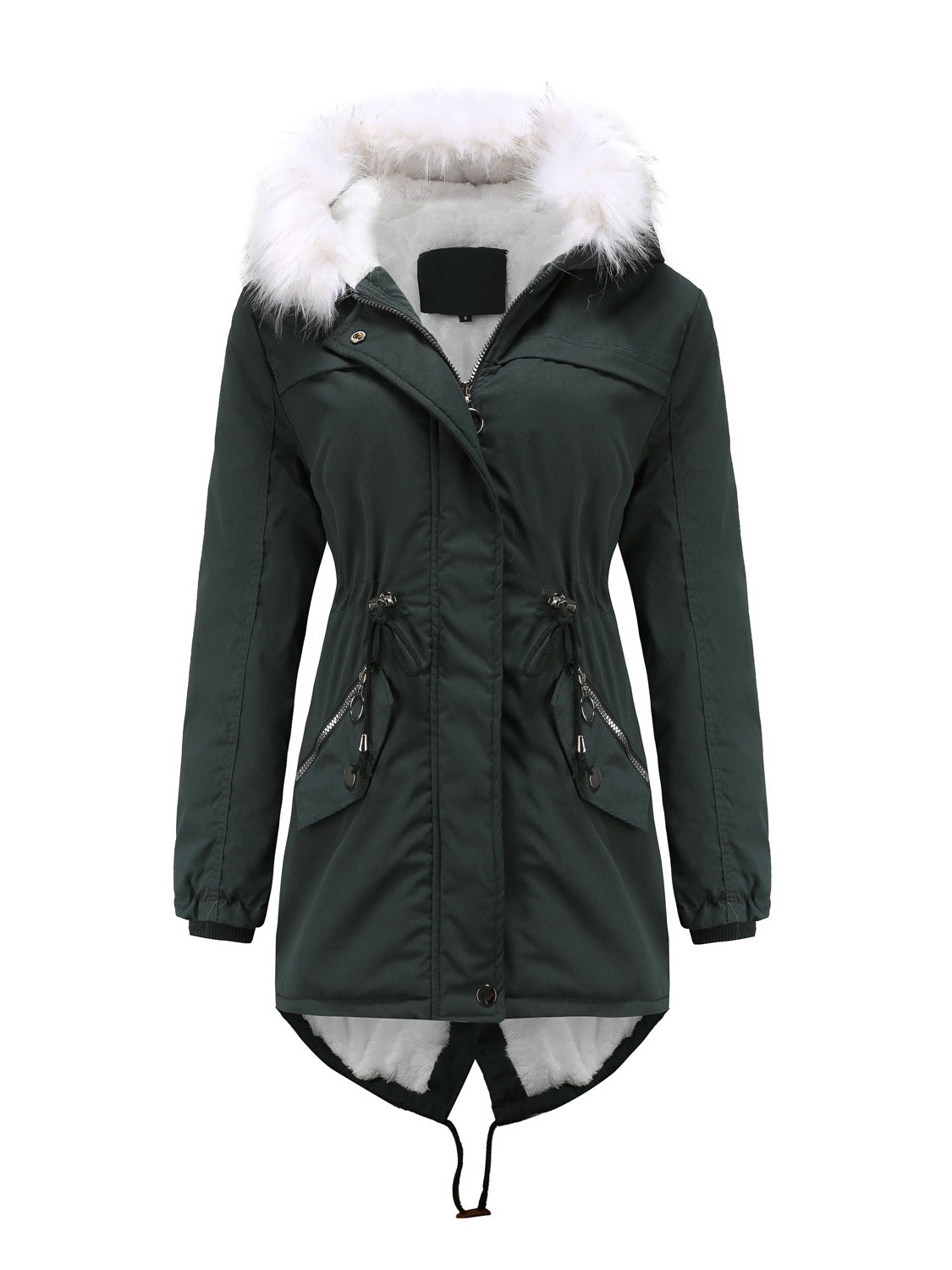 Parka Damen Mit Fellkapuze – Warme Winterjacke Mit Taillenzug